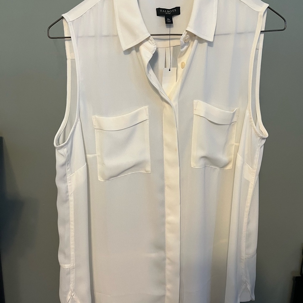 Talbots White Sleeveless Blouse